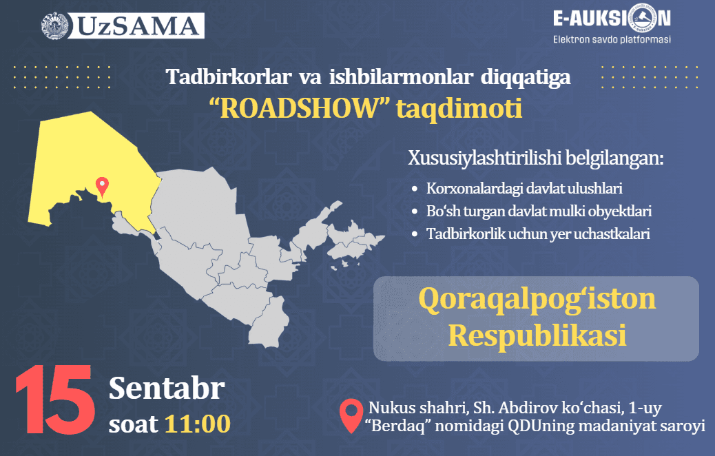 To the attention of entrepreneurs and businessmen of the Republic of Karakalpakstan!