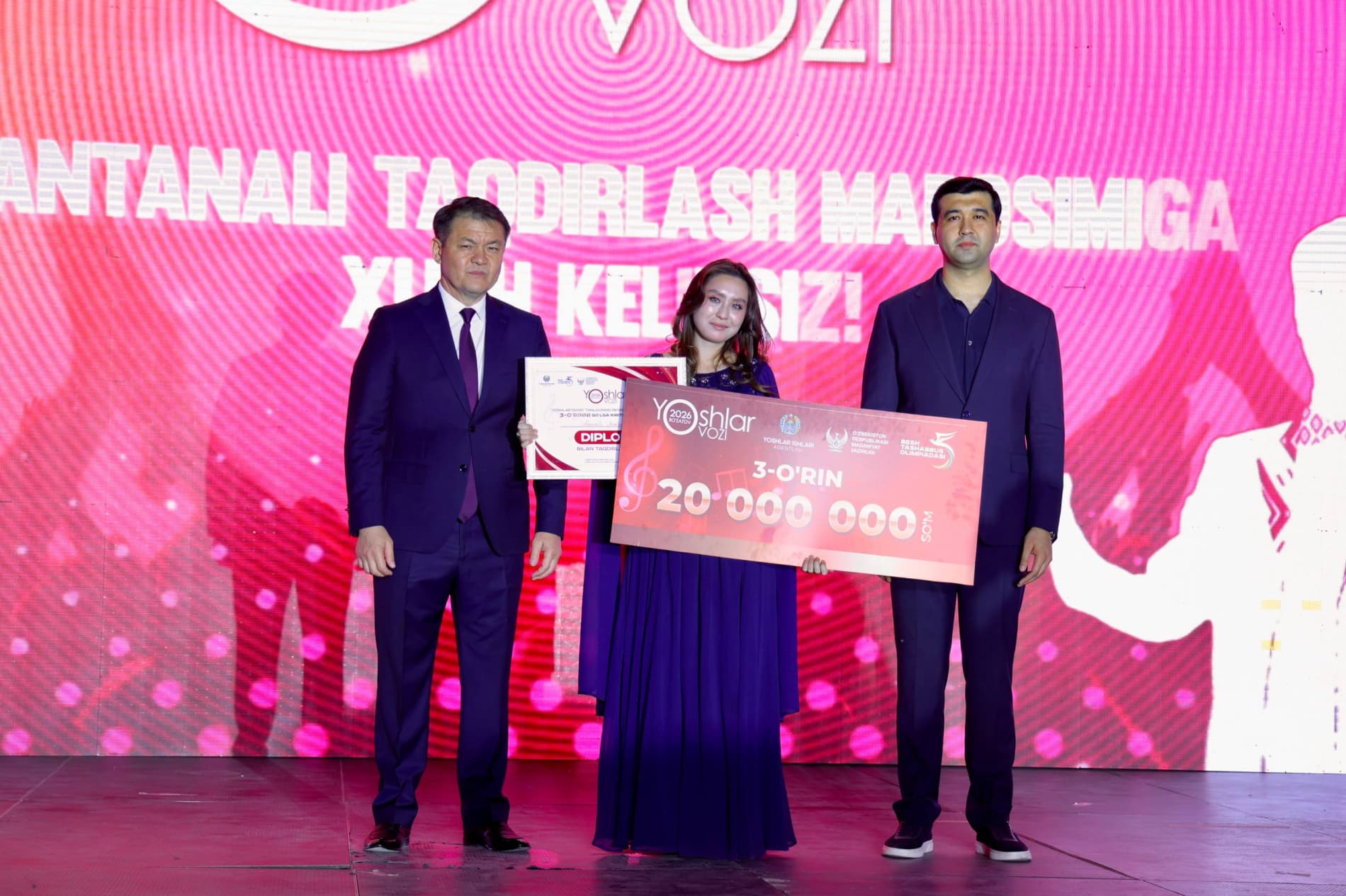 Победители республиканского конкурса «Yoshlar ovozi – Bo‘zatov FEST» 2026 года были торжественно награждены в городе Нукус!