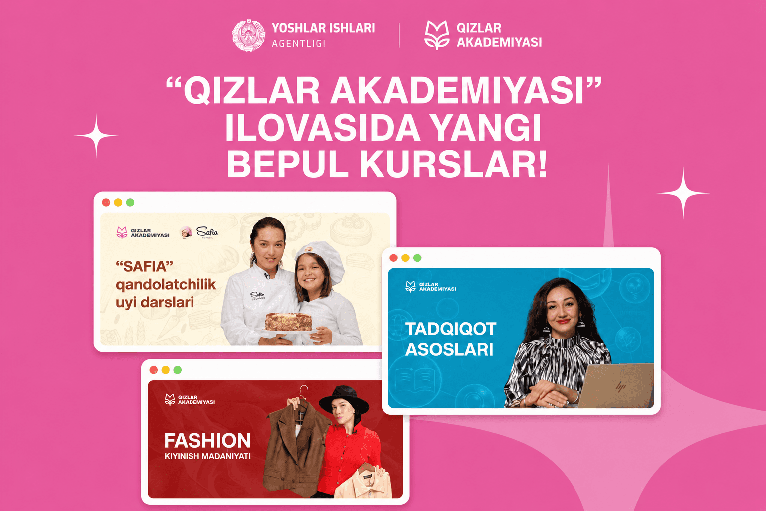 “Qizlar akademiyasi” ilovasida yangi kurslar!