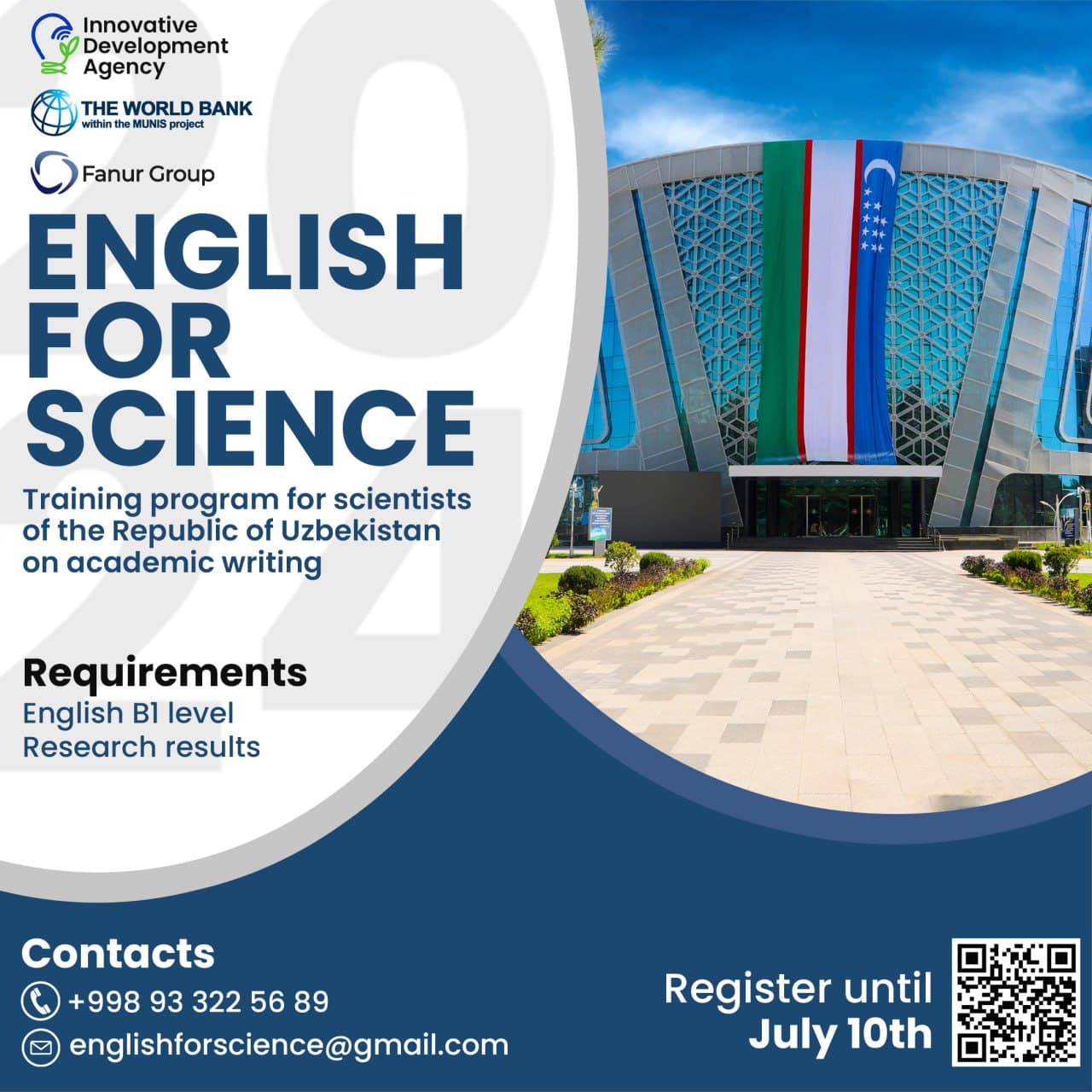 O’zbekiston tadqiqotchi-olimlari uchun bepul online akademik ingliz tili dasturiga start berildi