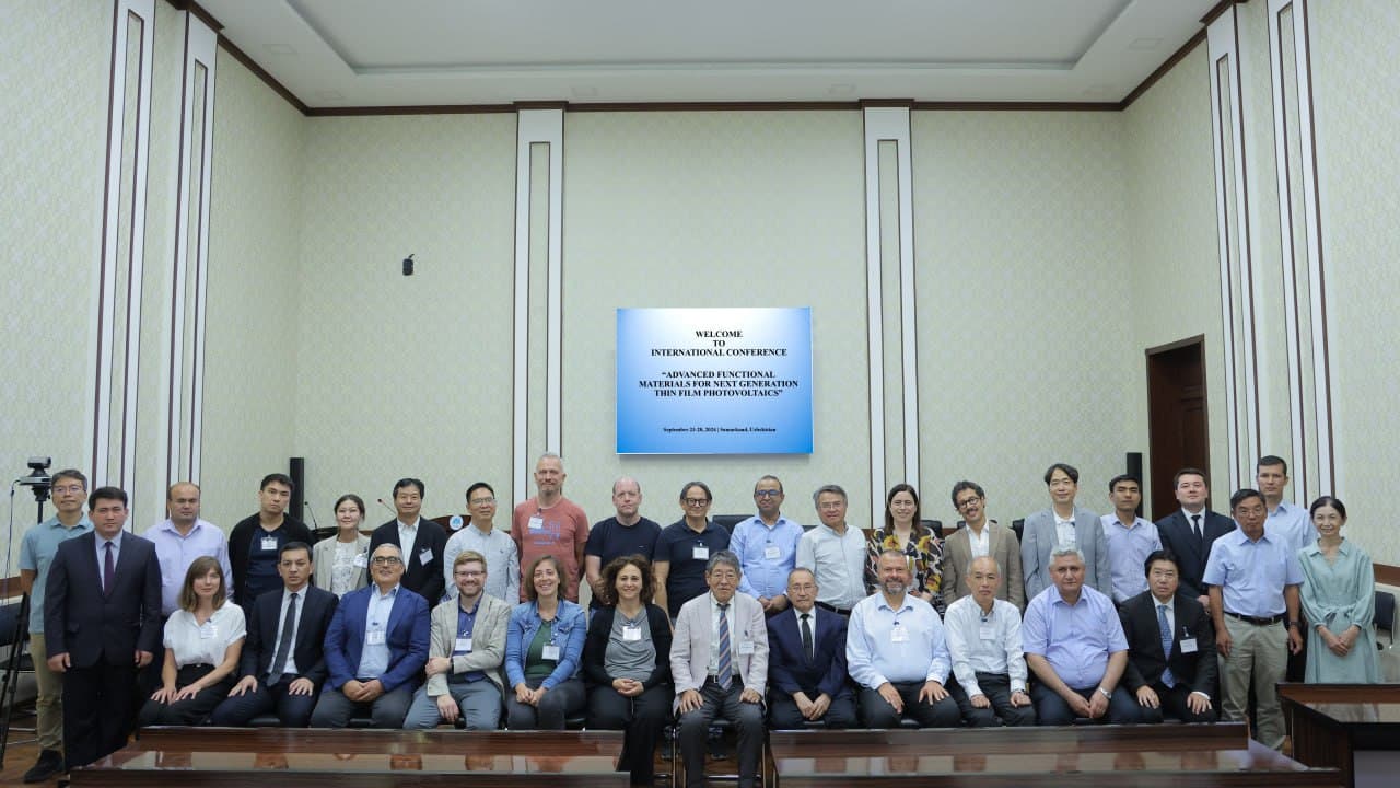 Жорий йилнинг 23-28-сентябрь кунлари UrDPI ташкилотчилигида дунёнинг 30 га яқин етук олимларини жамлаган "Янги авлод юпқа плёнкали фотоволтаик тизимлар учун илғор функционал материаллар" мавзусида халқаро илмий-амалий конференция бўлиб ўтмоқда.