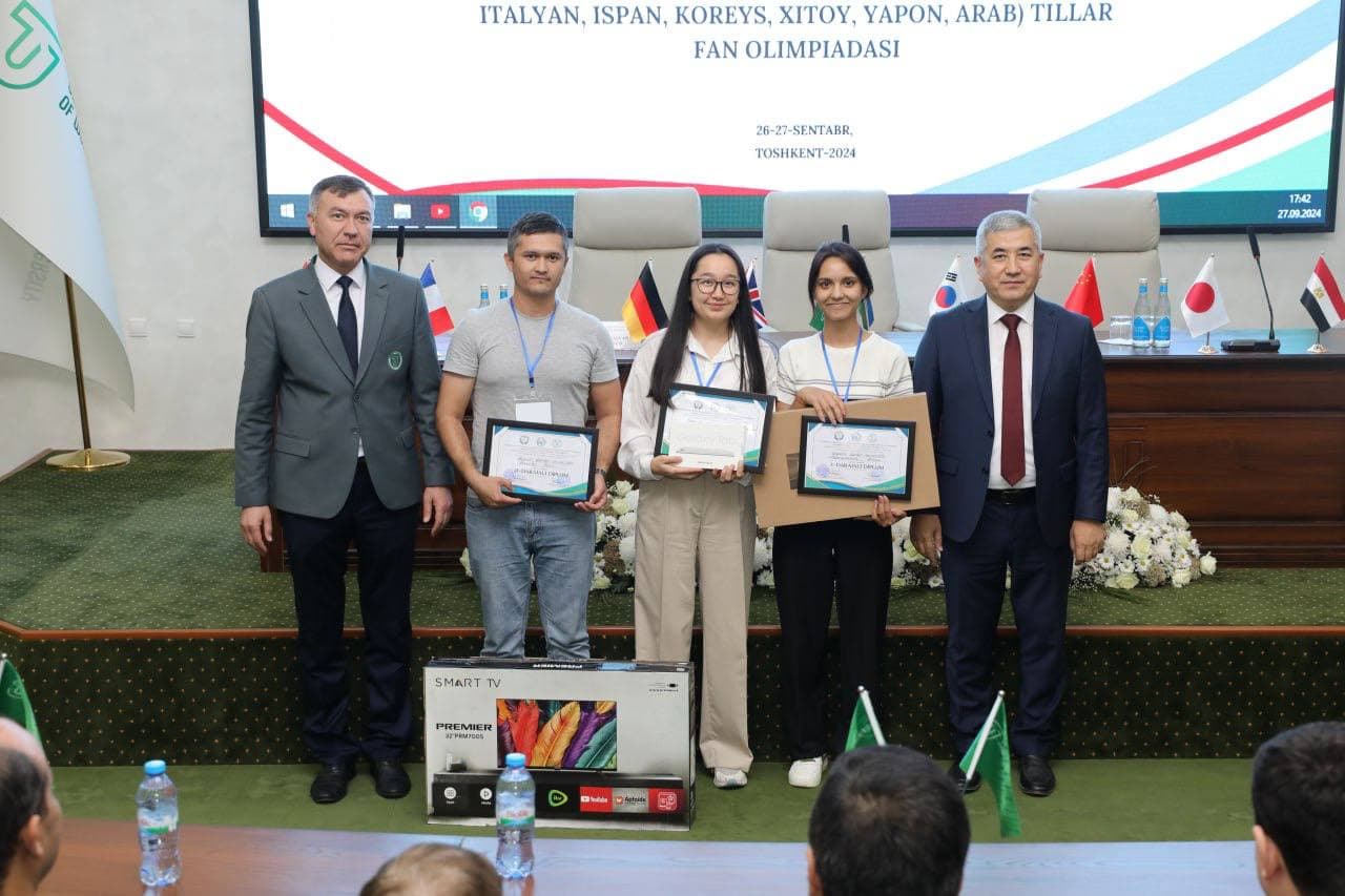 27 сентябр куни Олий таълим, фан ва инновациялар вазирлиги томонидан Ўзбекистон давлат жаҳон тиллари университетида Хорижий тиллар фан олимпиадасининг тақдирлаш маросими ўтказилди.