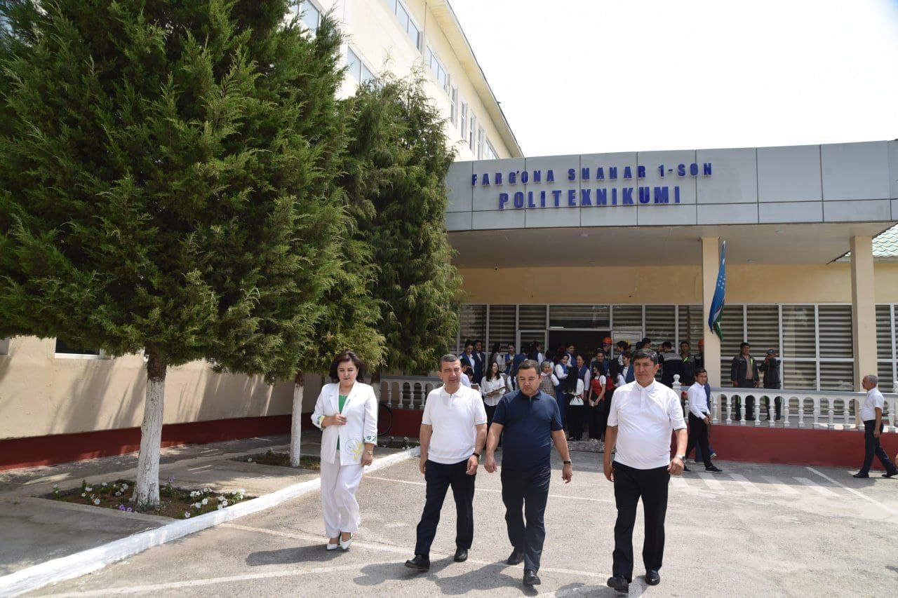 Vazir o‘rinbosari Farg‘ona viloyatidagi kasbiy ta’lim muassasalarida amalga oshirilayotgan ishlar bilan tanishdi
