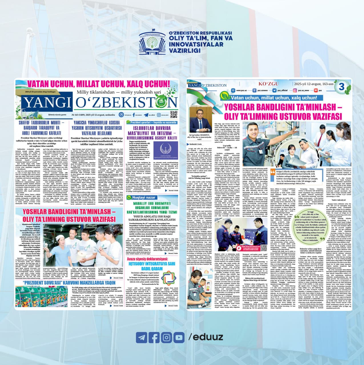 YOSHLAR BANDLIGINI TA’MINLASH – OLIY TA’LIMNING USTUVOR VAZIFASI