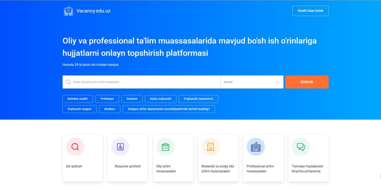 Vakant direktor lavozimlari uchun ochiq mustaqil tanlov