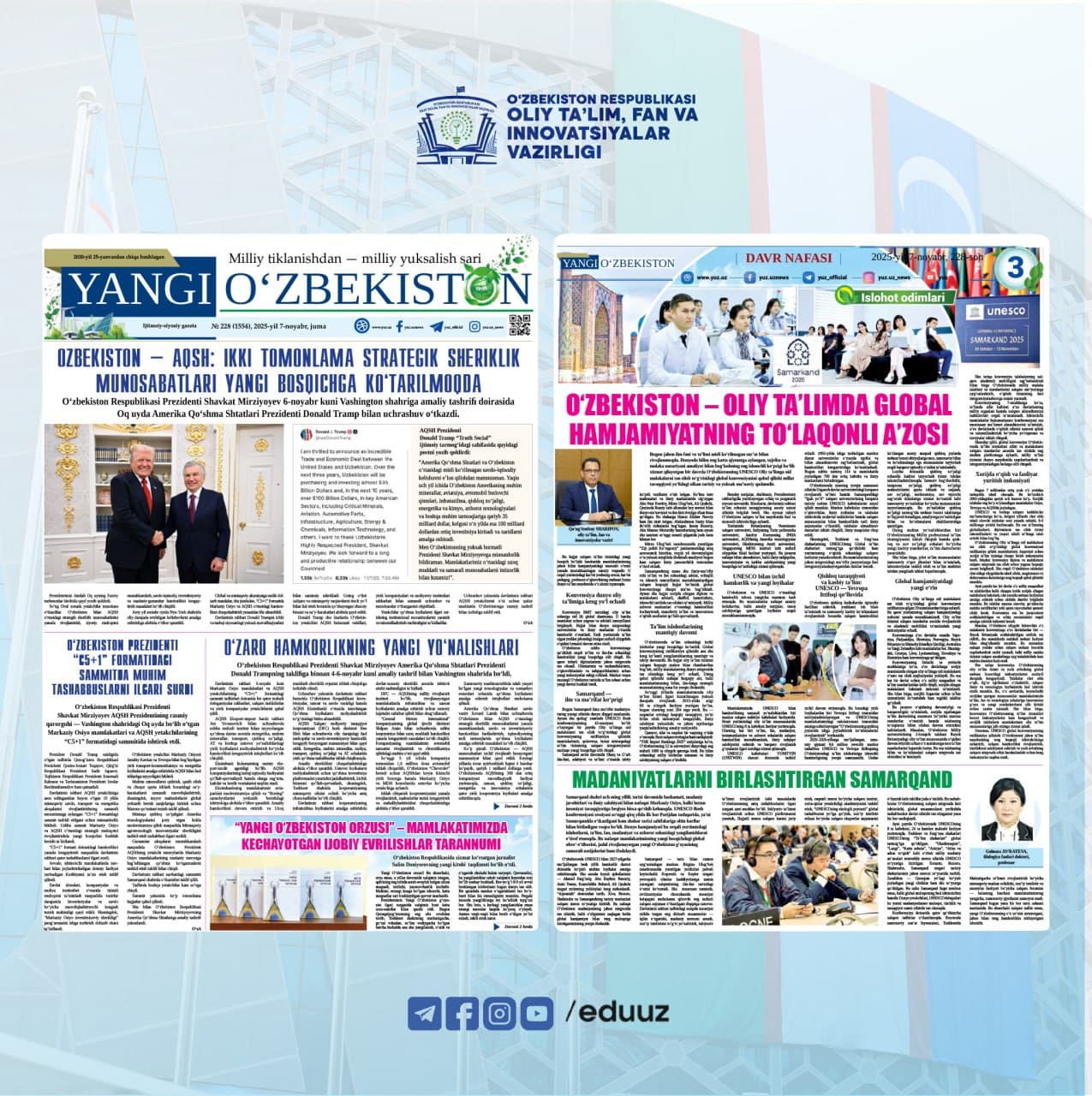 O‘zbekiston — oliy ta’limda global hamjamiyatning to‘laqonli a’zosi