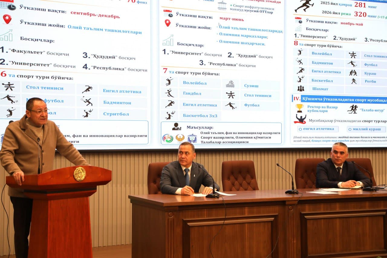 “Yangi O‘zbekiston talabalar Olimpiadasi” sport musobaqalarini o‘tkazish yuzasidan o‘quv seminari bo‘lib o‘tmoqda